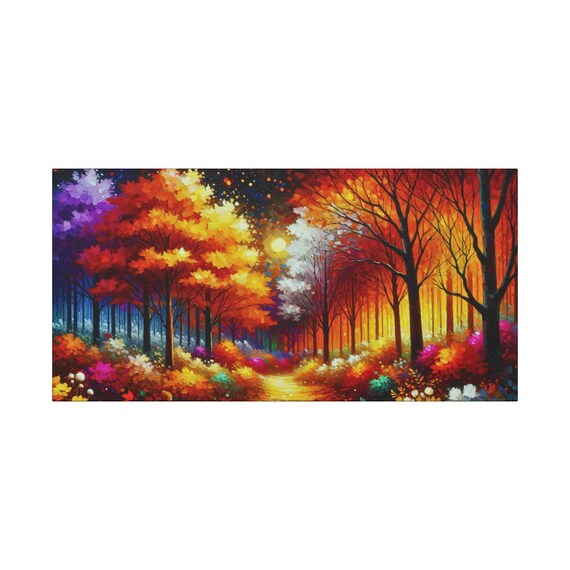 Autumn Forest Canvas Art: Vibrant Nature-Inspired Wall Decor (30x15)