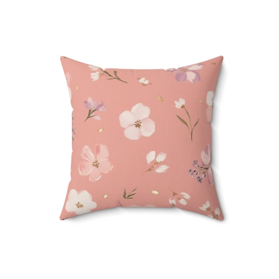 Wildflower Floral Throw Pillow: Spun Polyester Accent Cushion