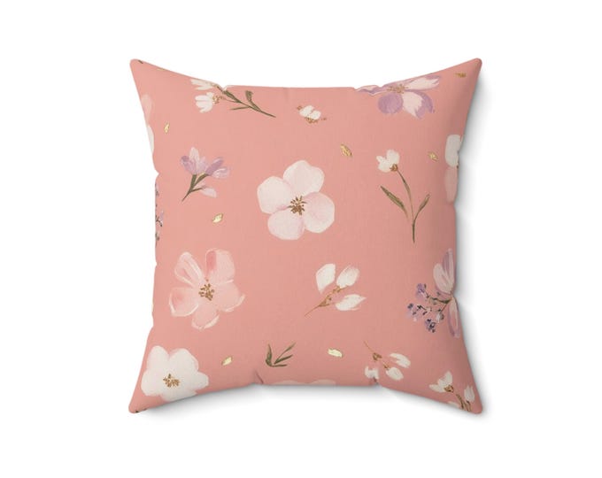 Wildflower Floral Throw Pillow: Spun Polyester Accent Cushion