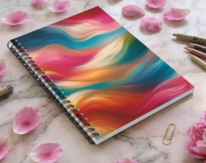 Pastel Waves Spiral Notebook: Artistic Journal, Ruled Pages