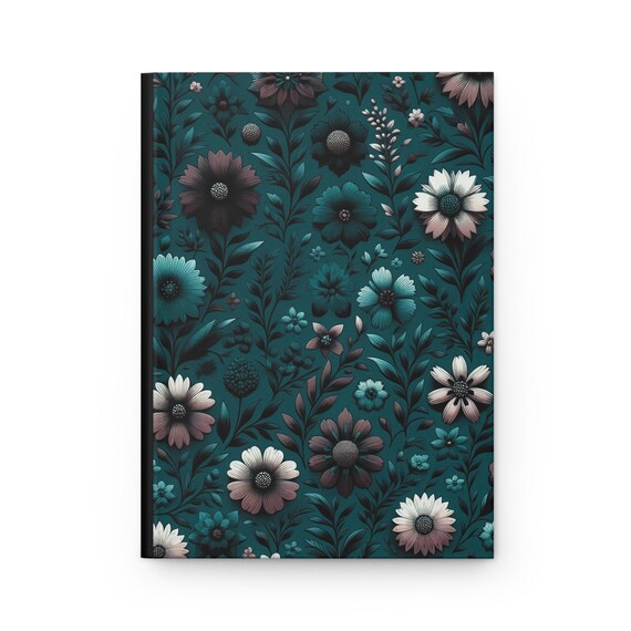 Mint Floral Hardcover Journal: Artistic Diary, Ruled Pages