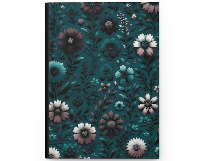Mint Floral Hardcover Journal: Artistic Diary, Ruled Pages