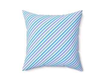 Purple & Blue Striped Throw Pillow: Spun Polyester Accent Pillow