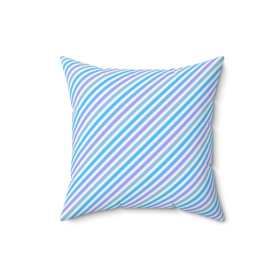 Purple & Blue Striped Throw Pillow: Spun Polyester Accent Pillow