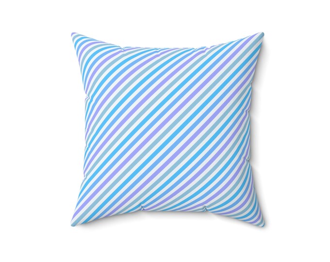 Purple & Blue Striped Throw Pillow: Spun Polyester Accent Pillow