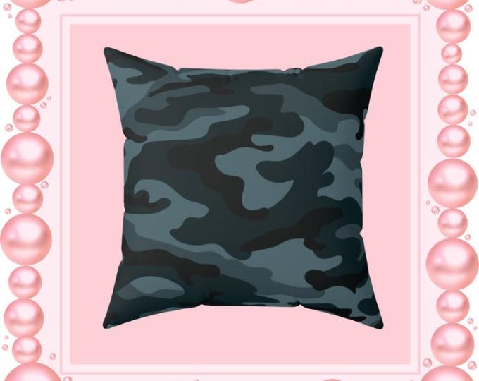 Camouflage Pattern Throw Pillow: Modern Spun Polyester Cushion (16x16)