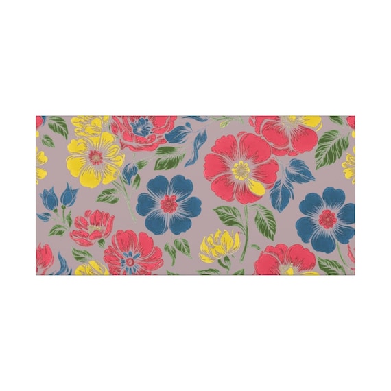 Solarized Floral Canvas Wall Art: Boho Home Decor, 30x15