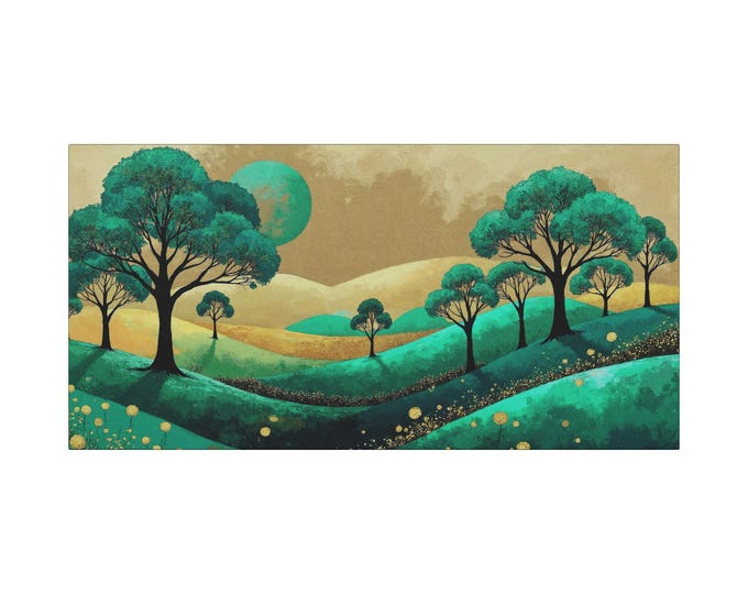 Emerald Valley Abstract Modern Matte Canvas