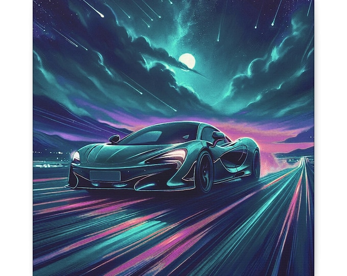 Retro Automobile Canvas Art: Abstract Landscape Garage Decor