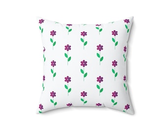 Floral Purple Spun Polyester Pillow: Spring Home Decor