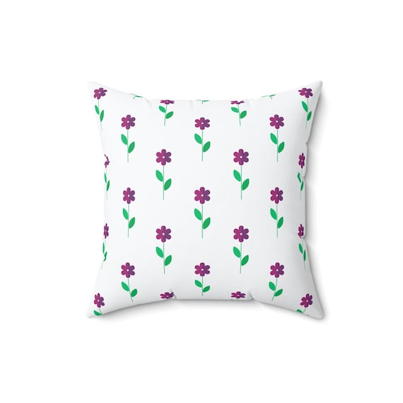 Floral Purple Spun Polyester Pillow: Spring Home Decor