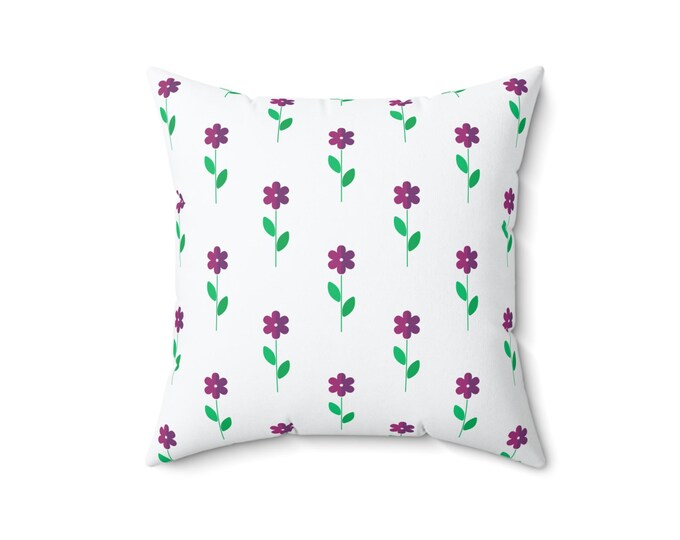 Floral Purple Spun Polyester Pillow: Spring Home Decor