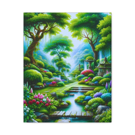 Botanical Canvas Wall Art: Serene Nature Landscape (16x20 Canvas Only)