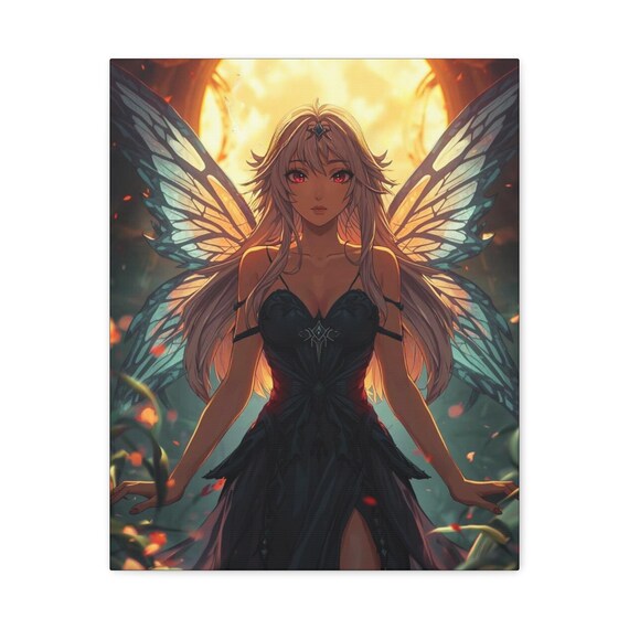 Fairy Canvas Wall Art: Golden Gaze, Magical Butterfly Wing Decor (16x20)