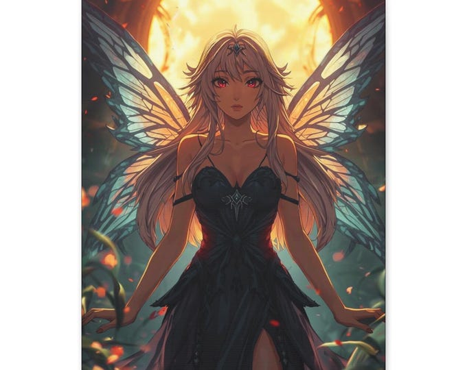Fairy Canvas Wall Art: Golden Gaze, Magical Butterfly Wing Decor (16x20)