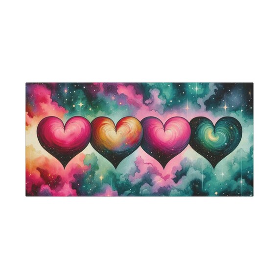 Rainbow Heart Canvas Wall Art: Vibrant Love Decor (30x15 Canvas Only)