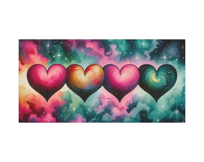 Rainbow Heart Canvas Wall Art: Vibrant Love Decor (30x15 Canvas Only)