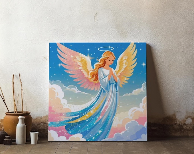 Guardian Angel Canvas Wall Art: Faith Home Decor (14x14)