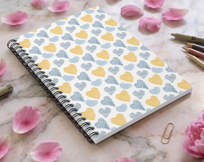 Hand-Drawn Hearts Spiral Bound Notebook | Spiral Ruled Journal