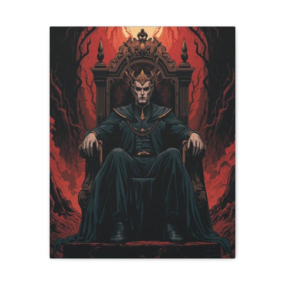 Gothic Ember Crowned Canvas Wall Art: Dark Fantasy Decor (16x20)