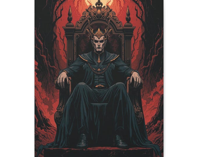 Gothic Ember Crowned Canvas Wall Art: Dark Fantasy Decor (16x20)