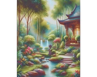 Tranquil Garden Canvas Wall Art: Serene Botanical Landscape (16x20 Canvas Only)