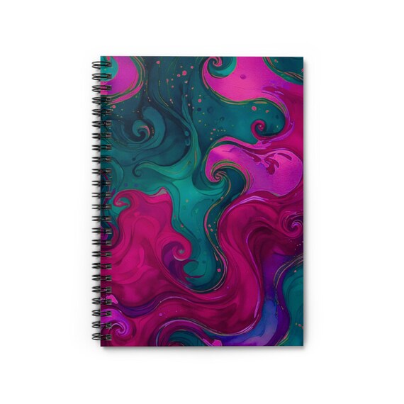 Iridescent Swirl Spiral Bound Notebook - Ruled Lines, Aesthetic Journal, School Year Accessories, Multicolored Notebook, Abstract Stationery