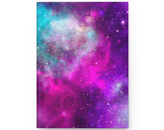 Galaxy Nebula Hardcover Journal | Purple Pink Teal Space Notebook