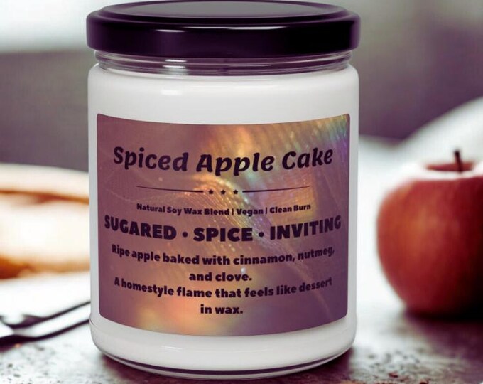 Spiced Apple Cake Natural Soy Wax Candle Jar 9oz | Apple Scent | Hand Poured
