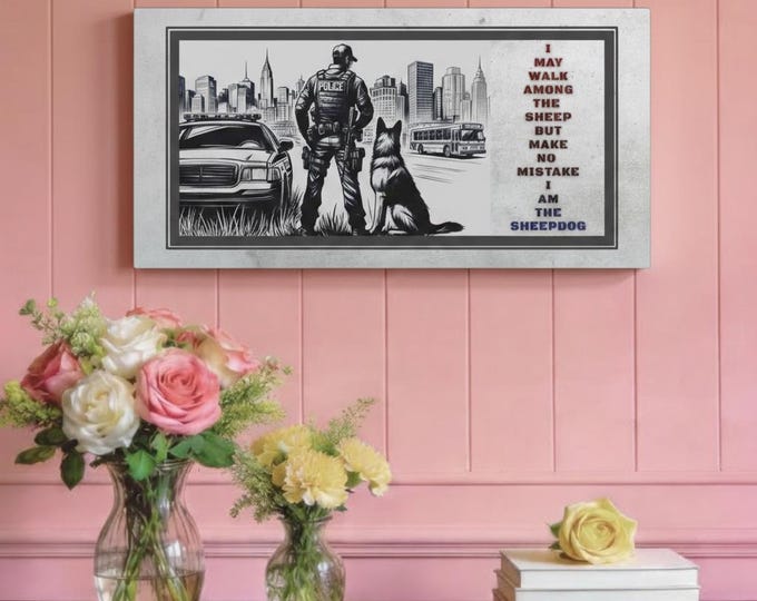 Sheepdog Law Enforcement Canvas Art: Police Officer Gift, Brother in Blue Decor