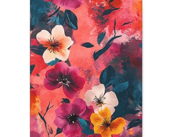 Vibrant Floral Canvas, Wall Art Decor, Home Decoration, Gift for Her, Colorful Flower Artwork