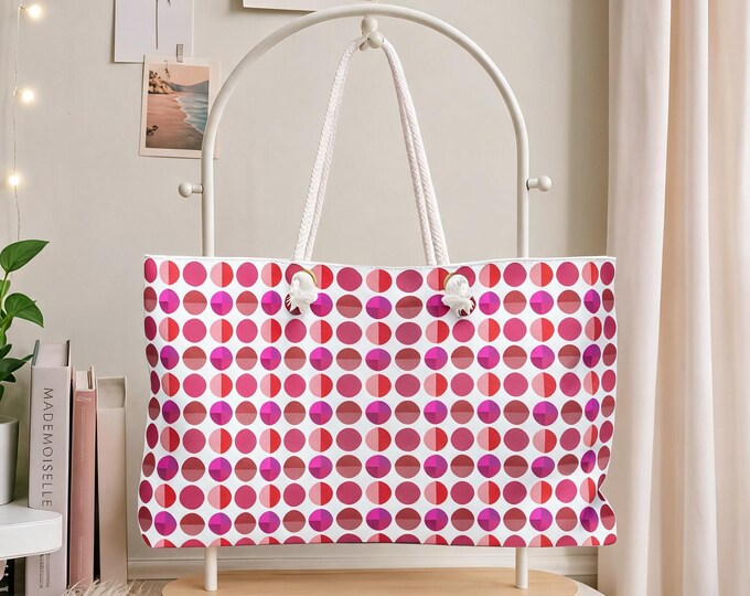 Coral Blush Weekender Bag | Coral Pink Polka Dot Travel Tote