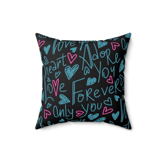 Romantic Hearts Throw Pillow: Spun Polyester Accent Cushion