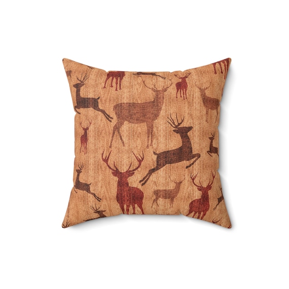 Rustic Deer Pillow: Cabin Decor Throw Pillow (16x16)