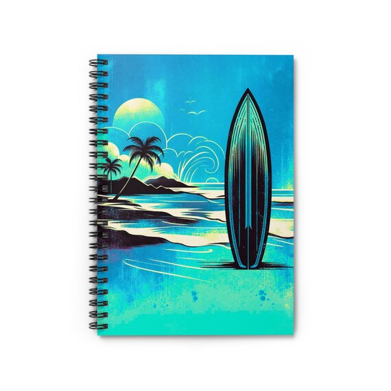 Tropical Beach Notebook: Surfing Theme, Ruled Pages