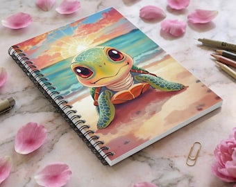 Turtle Gaze Spiral Notebook: Ocean Vibes Writing Journal