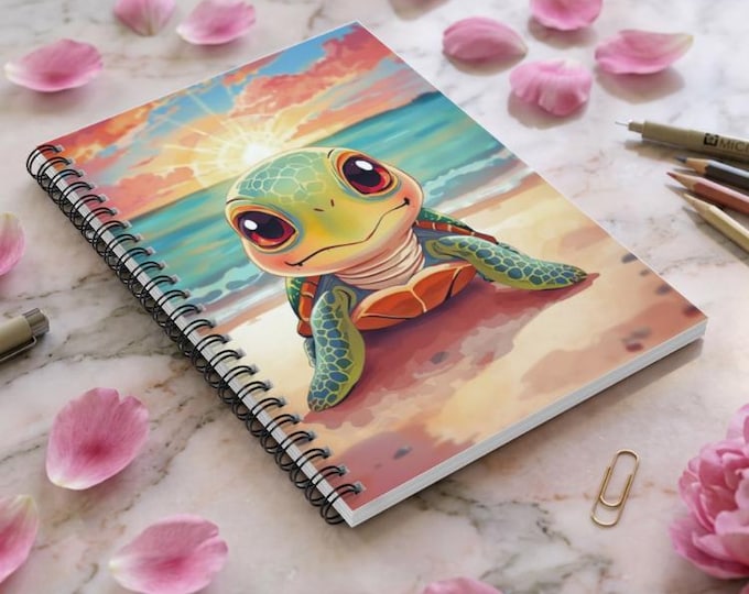 Turtle Gaze Spiral Notebook: Ocean Vibes Writing Journal
