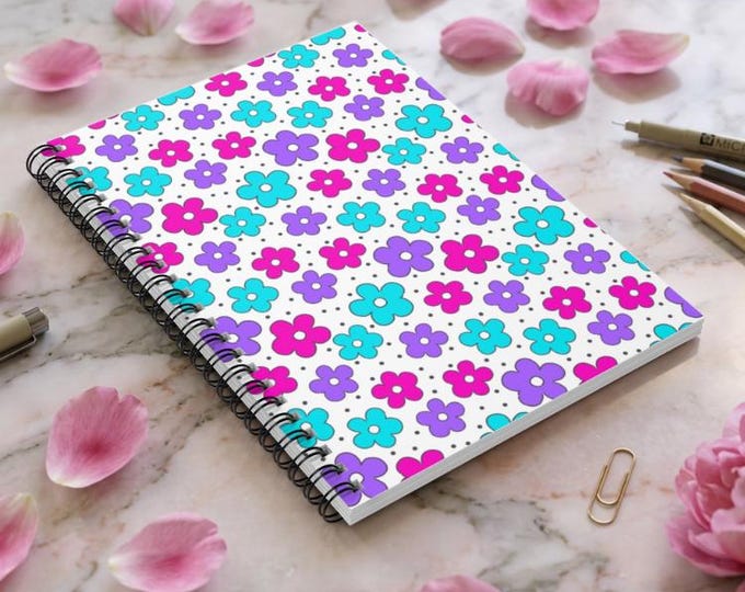 Poppy Petals Spiral Bound Notebook | Ruled Lines | Sweet Floral Planner