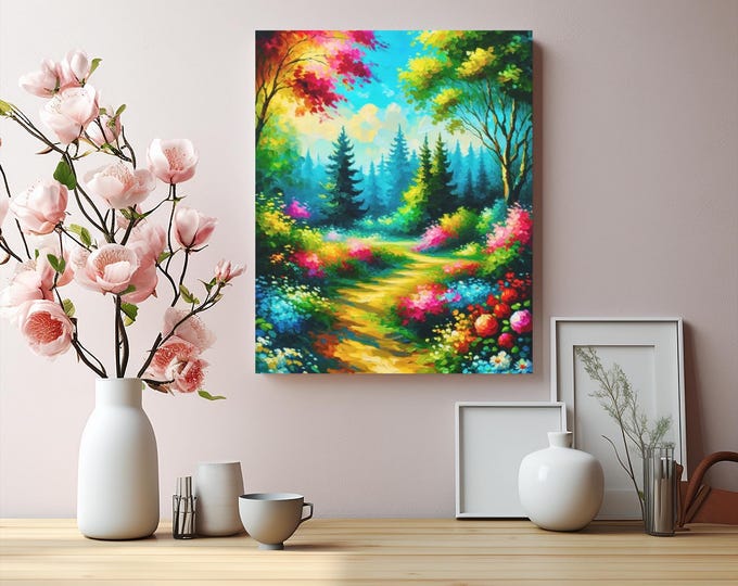 Secret Garden Canvas Wall Art: Nature Inspired Floral 16x20