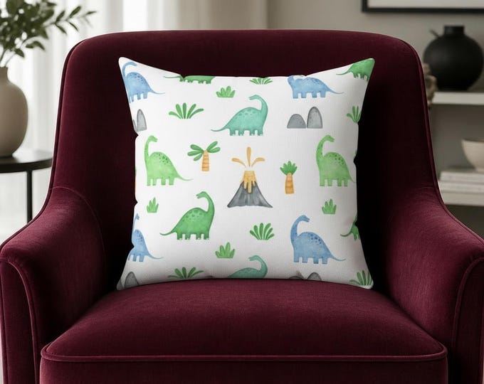 Dino Dinosaurs Spun Polyester Pillow | Square Decorative Pillow