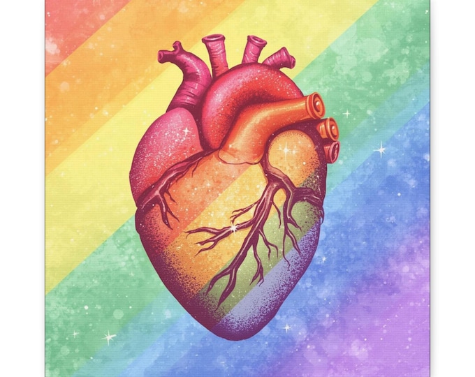 Pastel Rainbow Heart Canvas Wall Art: LGBTQ+ Home Decor