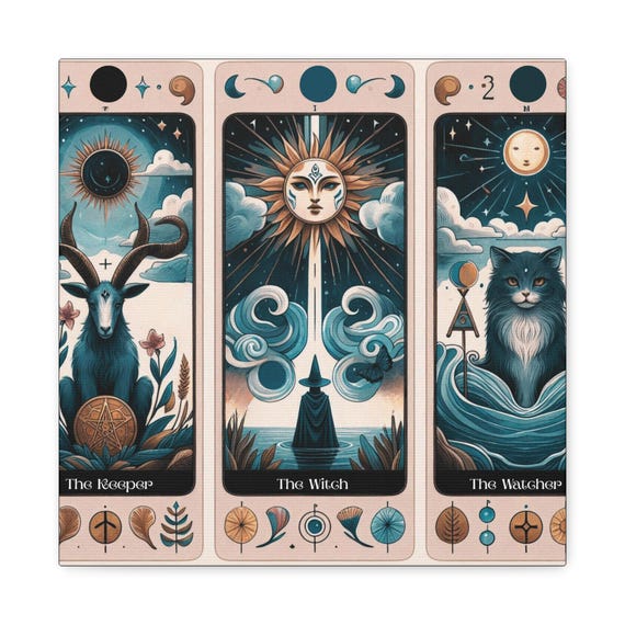 Mystical Tarot Canvas Art: Cosmic Spiritual Home Decor, 14x14