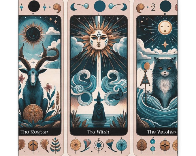 Mystical Tarot Canvas Art: Cosmic Spiritual Home Decor, 14x14