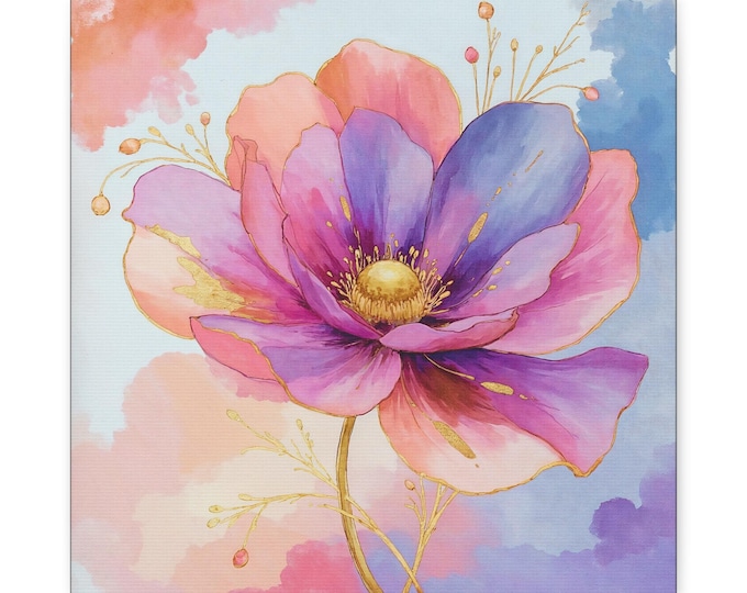 Pink Purple Watercolor Floral Canvas
