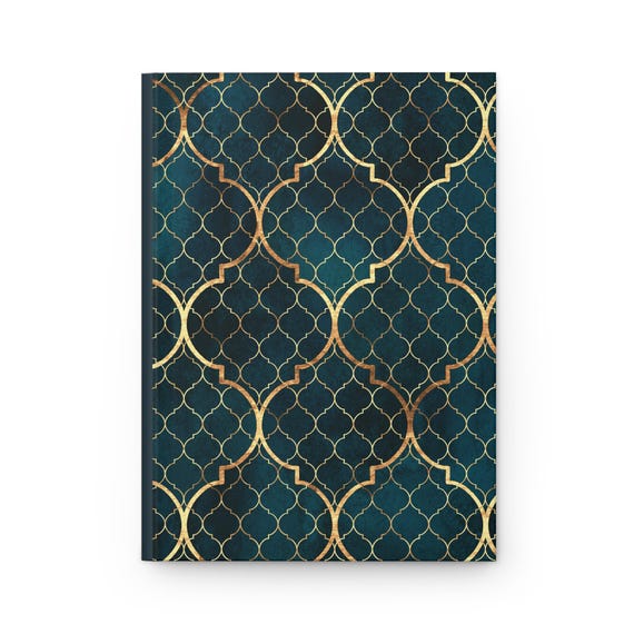 Geometric Hardcover Journal: Dark Green Stationery with Ruled Lines