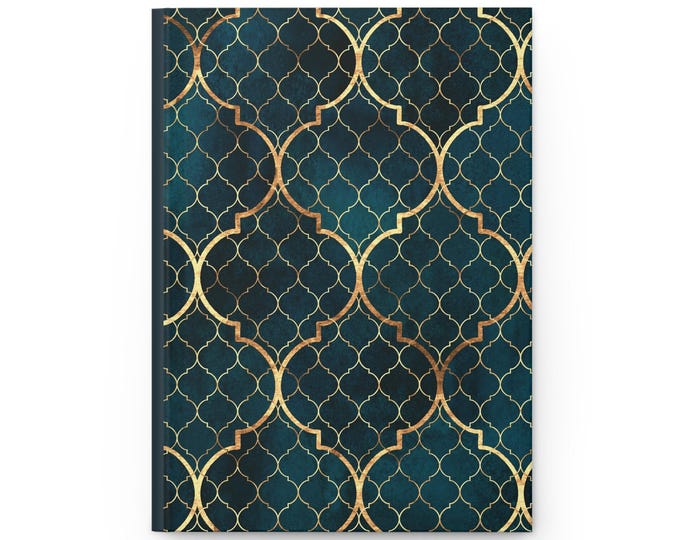 Geometric Hardcover Journal: Dark Green Stationery with Ruled Lines