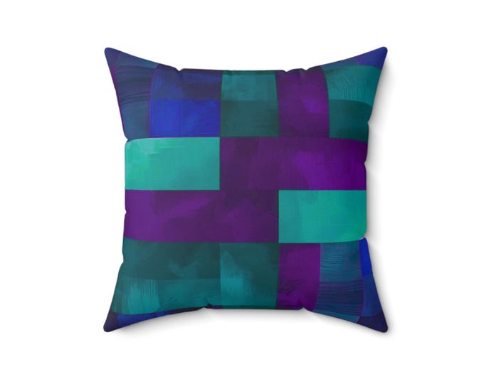 Geometric Throw Pillow: Vibrant Teal & Purple Modern Home Decor