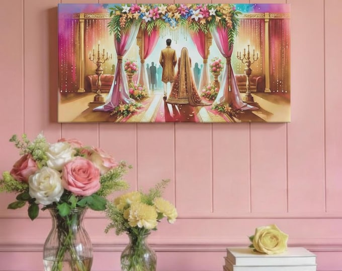Wedding Ceremony Canvas Art: Floral Archway, Anniversary Gift