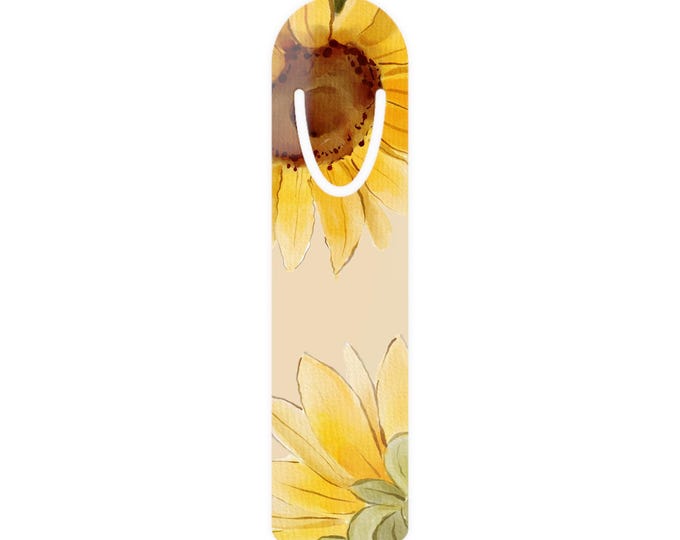 Sunflower Illustration Bookmark | Metal Magnetic Page Marker