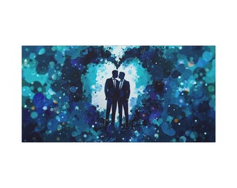 LGTBQ Blue Shaded Silhouette Canvas | Stretched Matte Wall Art